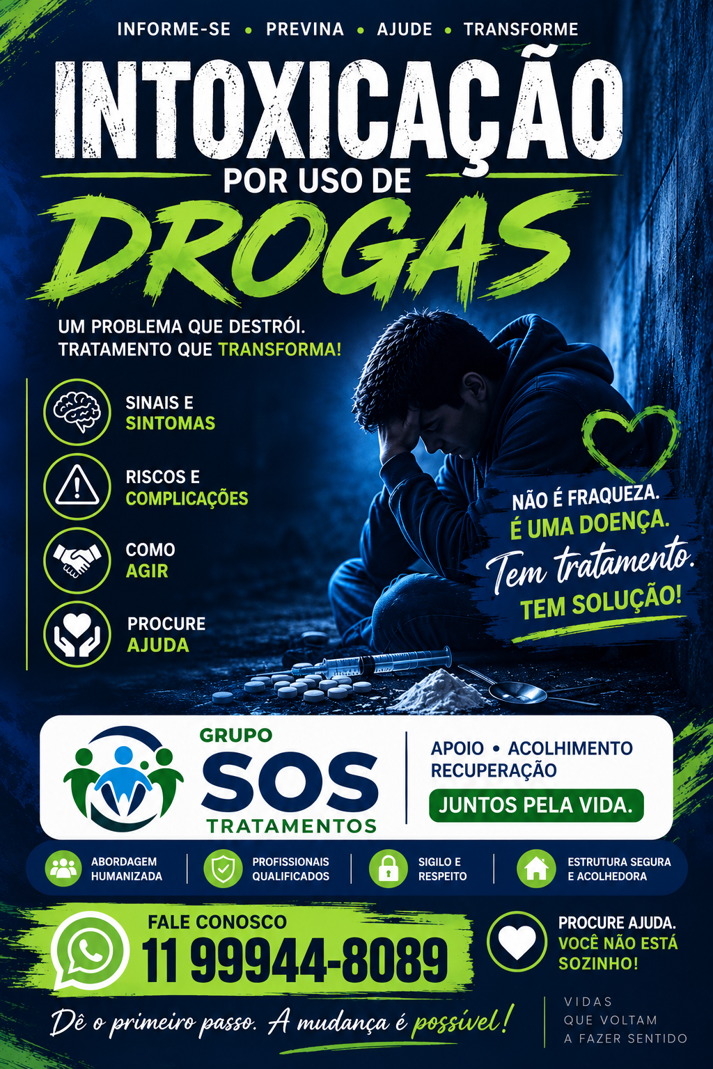 Intoxicação por uso de Drogas/cocaína/crack/maconha/alcoolismo/