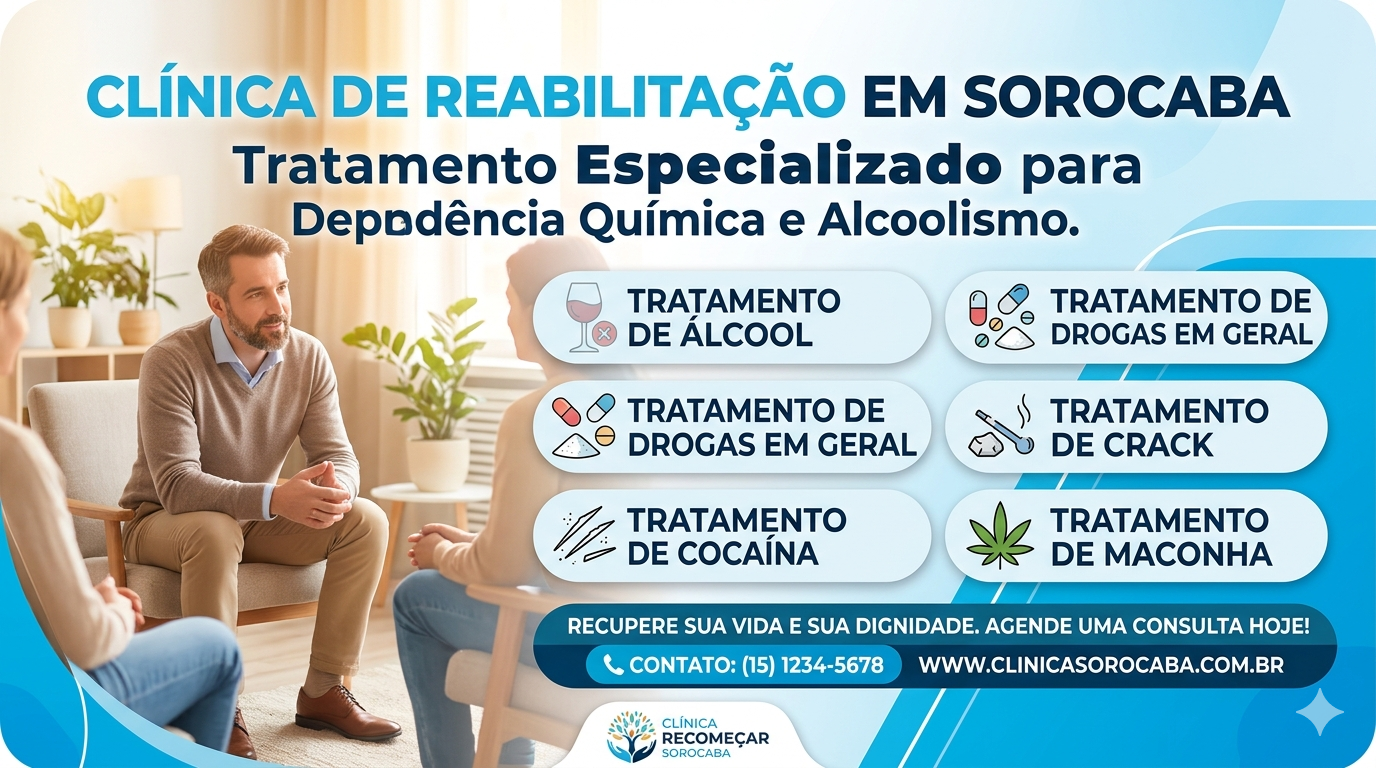 Banner explicativo: Clínica de Reabilitação para Dependência Química e Alcoolismo em Sorocaba: Tratamento para Álcool, Drogas, Cocaína, Crack e Maconha